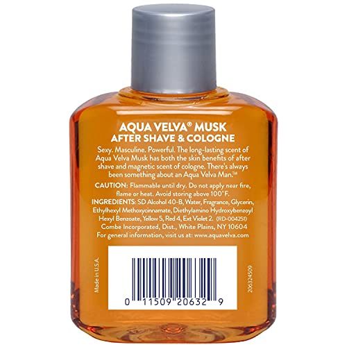 Aqua Velva Musk After Shave for Men 3.5 Fl Oz - Long Lasting Scent, Shatterproof Bottle