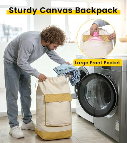 Vorspack Canvas Laundry Backpack - Large Washable Hamper Bag