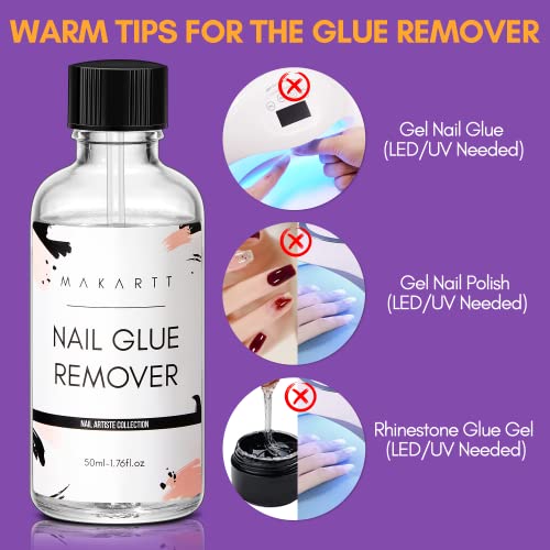 Makartt Nail Glue Remover for Acrylics, Press Ons - 50ML Debonder Without Acetone, Can't Remove Gel Polish