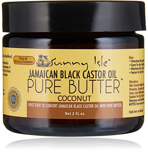 Sunny Isle Jamaican Black Castor Oil Pure Butter Coconut, Brown, 2 Fluid Ounce