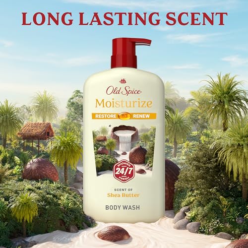 Old Spice Cleansing Body Wash for Men, 24/7 Shower Fresh with Lasting Scent, Restore & Renew, Gentle on Skin, Vitamin B3, Moisturize with Shea Butter Scent, 30 oz (Pack of 4)