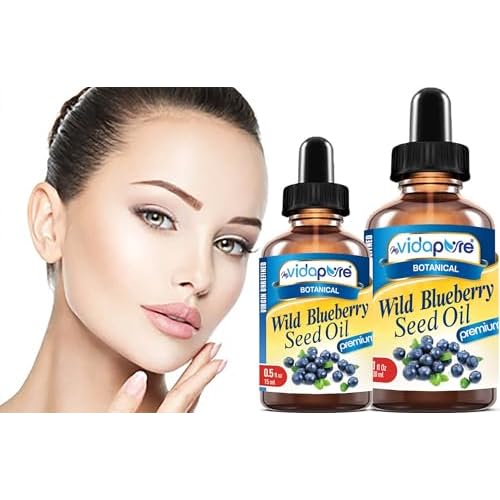 MYVIDAPURE WILD BLUEBERRY SEED OIL 100% Pure Unrefined Virgin Cold Pressed. Moisturizer for Face, Skin, Hair, Nails, Scars, Anti Aging (0.5 Fl Oz)