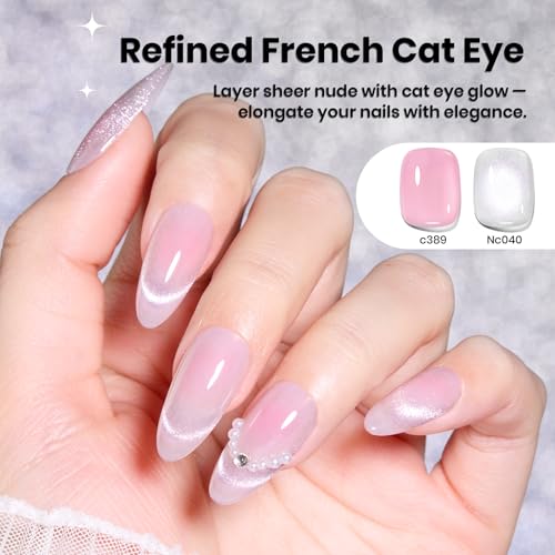 Beetles Lunar Silk Silver Cat Eye Gel Nail Polish 15ML Glitter Effect - Velvet Silver Variation