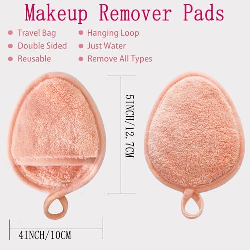 Reusable Makeup Remover Pads Soft Makeup Remover Cloths Washable Facial Makeup Cleansing Pads for Face,Lip,Eyes Orange 12PCS