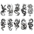 Konsait Large Dragon Temporary Tattoos for Men Women, 10 Sheet Half Arm Set