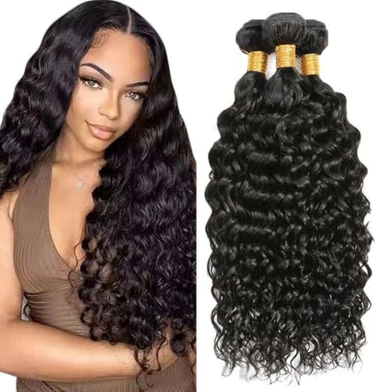 #1B Water Wave Human Hair Bundles 14 Inch 3 Pack