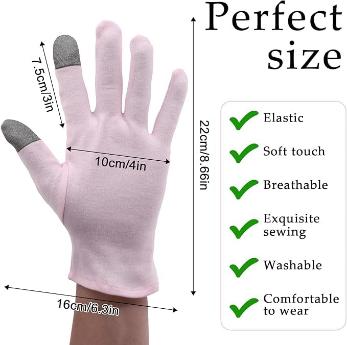Cotton Moisturizing Gloves for Dry Hands | Eczema Sleep Gloves, 2 Pairs