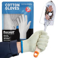 Raxwell Premium White Cotton Knit Gloves - 12 Pairs, Size Large