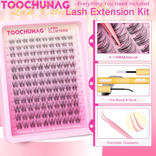 Natural Lash Clusters Kit 120 Pcs Wispy Eyelash Extensions with Bond & Tweezers
