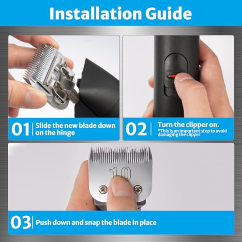 Size 10 Clipper Blade Dog Grooming Fits for Most Andis dog clippers, Wahl KM Series and Oster A5, 1.5mm (1/16 inch) Length