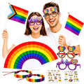 Pride Party Kit: 2 Glasses, Rainbow Flags, Bracelets & Tattoos