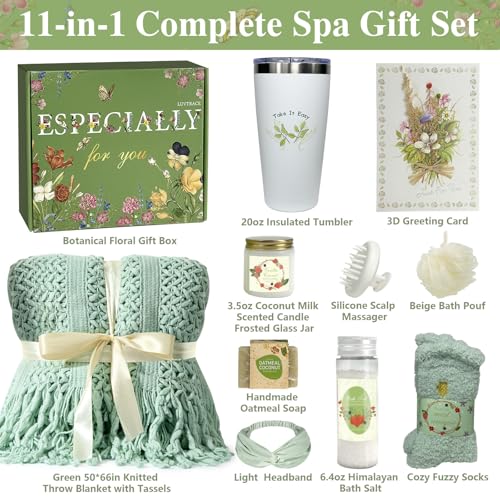 Self Care Gifts for Women Spa Gift Baske Box with Blanket, Candle, Bath Salt & Tumbler ? Birthday, Get Well Soon, Thinking of You, Valentine¡¯s Day Mother¡¯s Day Best Friend Birthday