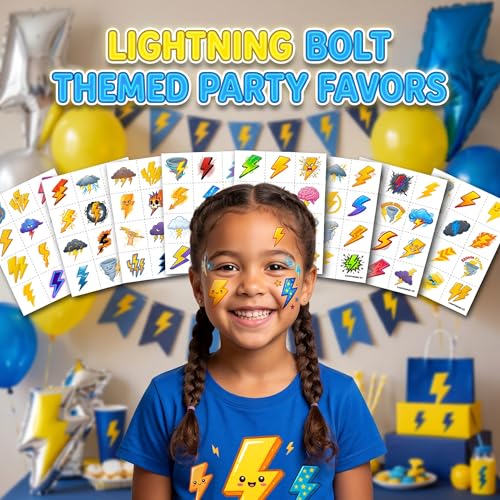 96 PCS Electric Bolt Temporary Tattoos for Kids