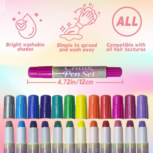 HAIOLORPRO 12-Color Hair Chalk Set - Washable & Non-Toxic