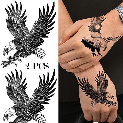 Eagle Temporary Tattoo Stickers Waterproof 2 Pack