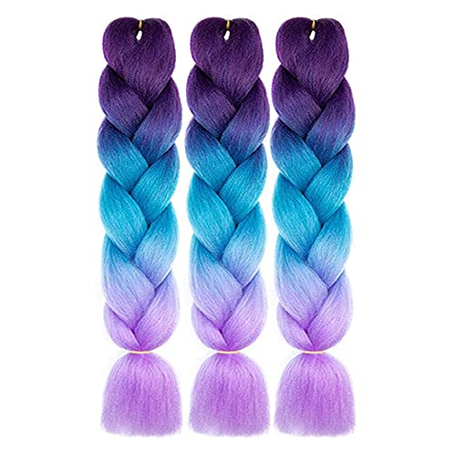 AFNOTE Ombre Braiding Hair 24 Inch Braid Hair Extensions 3Pcs Pre Stretched High Temperature Crochet Braiding Hair (C26)…