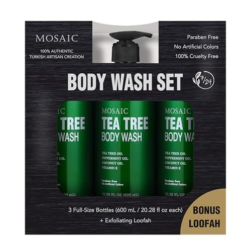 AnatoliaDaphne Tea Tree Body Wash and Shower Gel with Vitamin E for Jock Itch, Eczema, Ringworm, Body Odor, Body Wash Women & Men with Added Body Oils,LARGE 20.2 FL Oz Bottle (Tea Tree, Pack of 3)