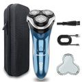 Waterproof Men¡¯s Electric Shaver with Travel Case, Powerful & Quiet, Type C Fast Charge (60min Charge, 120min Use), Precision Trimmer (Blue)