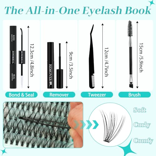 DIY Eyelash Cluster Kit - 640 Pcs 30D/40D Extensions with Bond & Seal