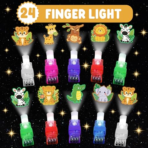 Safari Party Favors Pack: 24 LED Finger Lights & 48 Tattoos