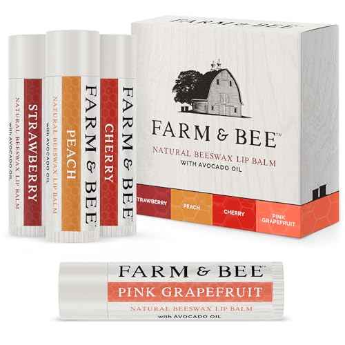 Natural Lip Balm Variety Pack, 4 Flavors, Organic Ingredients, Moisturizing, Healing