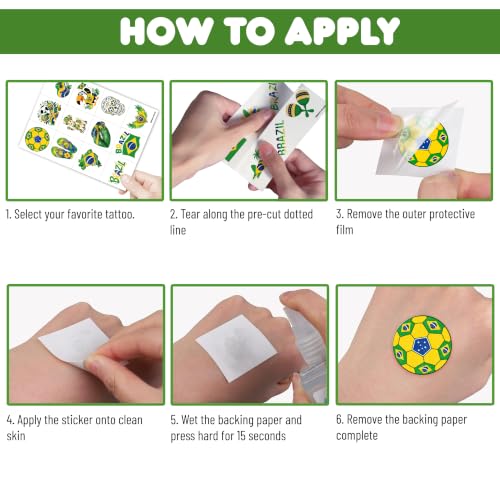 Brazil Temporary Tattoos 120 PCS Party Favors Kids