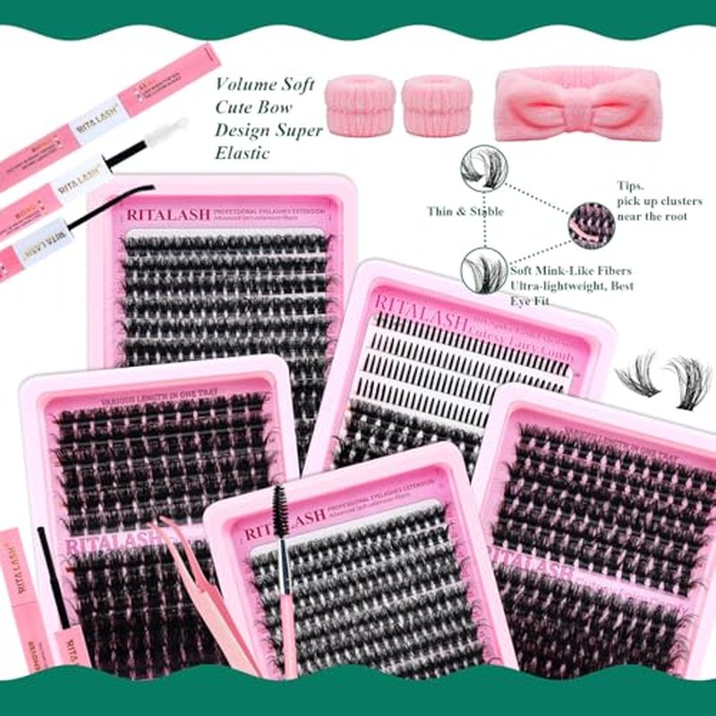 RITALASH 3D Volume Lash Clusters Kit with Bond & Tweezers