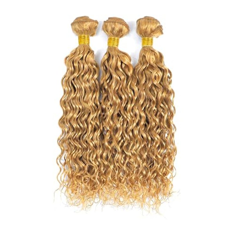 #27 Honey Blonde Water Wave Hair Bundles 26 28 30 Inch