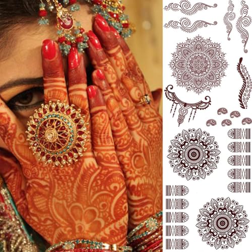 Lace Mandala Temporary Tattoo Stickers - Waterproof, 8-Pack