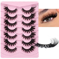 JIMIRE Faux Mink Cat Eye Lashes - 17MM Fluffy Fox Eye (7 Pairs)