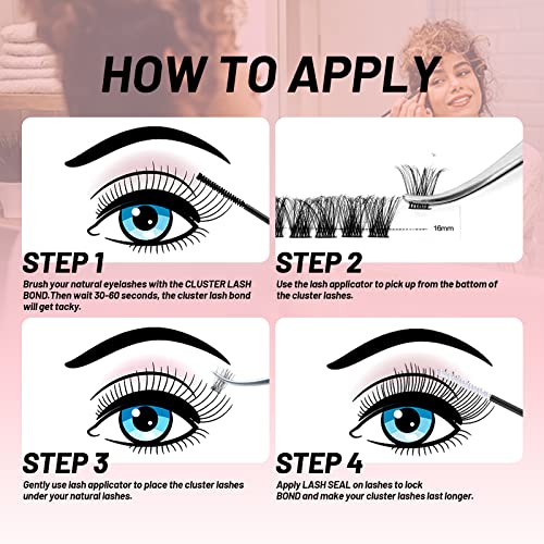 DIY Eyelash Extensions, Crislashes Lash Clusters 13 Rows, Resuable Cluster Lashes, Soft Individual Cluster Lashes, 78 PCS Cluster Eyelash Extensions at Home (F09 16mm)