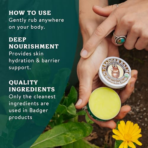 Badger Organic Healing Hand Balm for Hard Working Dry Hands - 2 oz Tin