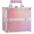 Mermaid Pink Makeup Case with 4 Trays & Lock | Travel Organizer