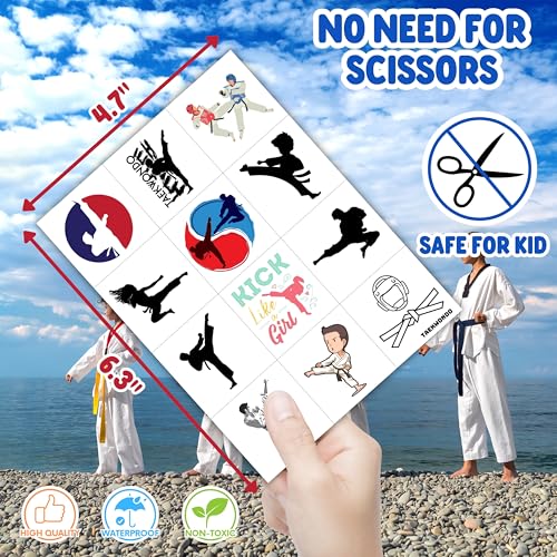 96 Pcs Taekwondo Temporary Tattoos for Kids Party Favors