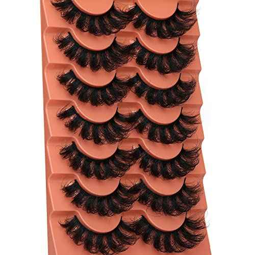 Mink Lashes Fluff False Eyelashes 20-22mm Dramatic Full Wispy Eye Lashes 8D Volume Curly Fake Eyelashes 7 Pairs Faux Mink Lashes Multipack by TOOCHUNAG