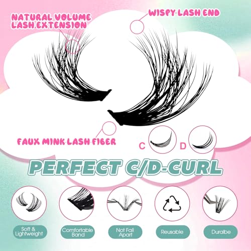 FADVAN 60D Fluffy Cluster Lashes - 280PCS DIY Eyelash Extensions