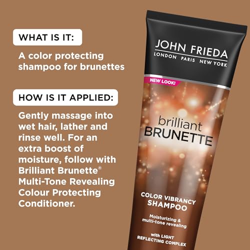 John Frieda Brilliant Brunette Multi-Tone Revealing Shampoo, Color Protecting Shampoo, Helps Unlock Vibrant Color, 8.45 Ounce
