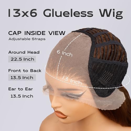 BLL Chocolate Brown Lace Front Wig, Synthetic 13x6 HD Lace Front Wigs Body Wave Glueless Brown Pre-Plucked Natural Density Free Part Lace Front Wig