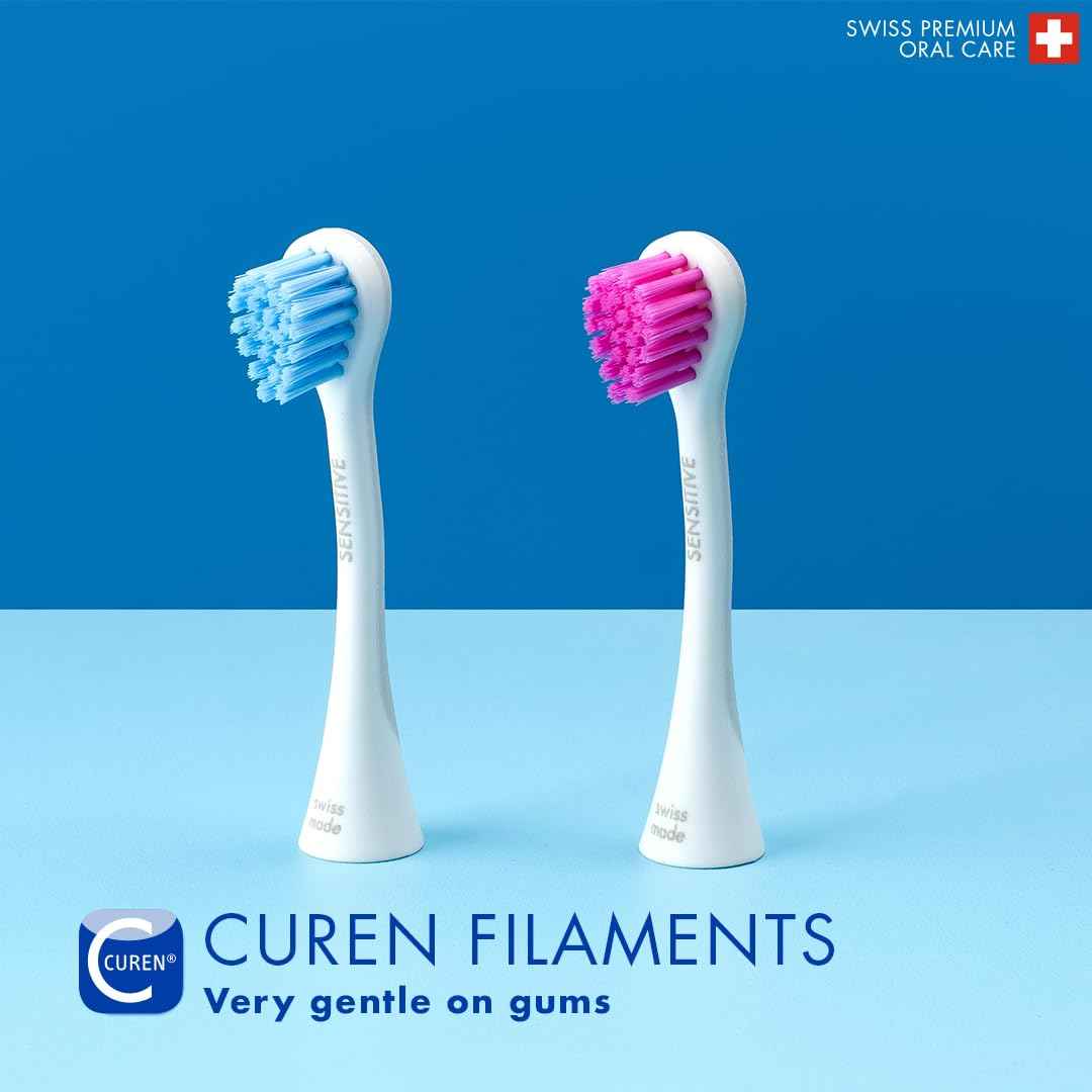 Curaprox Hydrosonic Brush Heads Rainbow Sensitive Duo – for Gentle Gum Care & Effective Cleaning | Blue/Pink, 2-Pack | Compatible with All Curaprox Sonic Models | Swiss Made