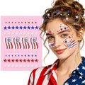 Patriotic Face Gems Stickers - 80pc Red White Blue Rhinestones