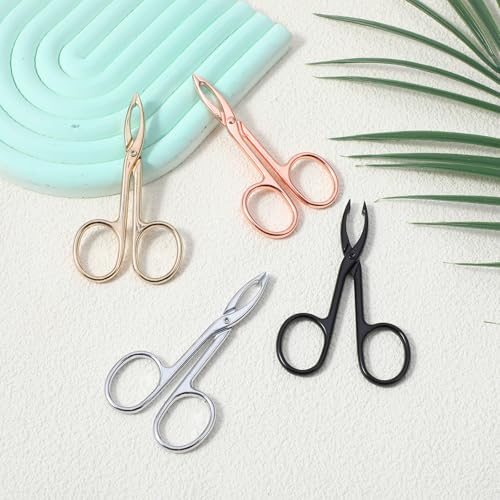 4Pcs Tweezers Scissor Handle, Straight Tip Scissor Shaped Eyebrows Tweezers, Stainless Flat Hair Plucker for Women Man Remover Facial Hair Eyebrows Care (Silver and Black)