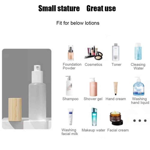2PCS 120ml/4oz Empty Clear Frosted Glass Cosmetic Lotion Bottle with Plastic Wood-Grain Lid Refillable Travel Toiletries Container Pump Dispenser Vials Pot Jars for Foundation Emulsion Oil (Pack of 2)