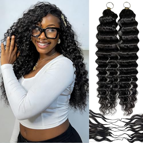 18" Feather Crochet Human Hair 120g Deep Curly Wave