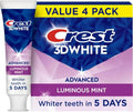Crest 3D White Advanced Luminous Mint Toothpaste Pack of 24 - Whiter Teeth in 5 Days