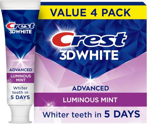 Crest 3D White Advanced Luminous Mint Toothpaste Pack of 24 - Whiter Teeth in 5 Days
