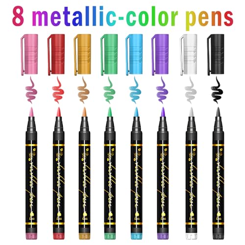 Temporary Tattoo Markers for Kids – 8 Metallic Pens & 135+ Stencils