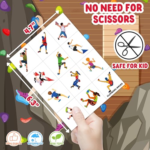 96PCS Rock Climbing Temporary Tattoos - 8 Sheets Party Favors