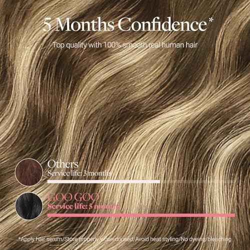 GOO GOO Genius Tape in Hair Extensions, Hand Tied Tape Weft, 4/27/4 Balayage Chocolate Brown to Caramel Blonde, 16inch 50g 20pcs, Remy Human Hair, Seamless Invisible Tape, Natural Blend, Lightweight