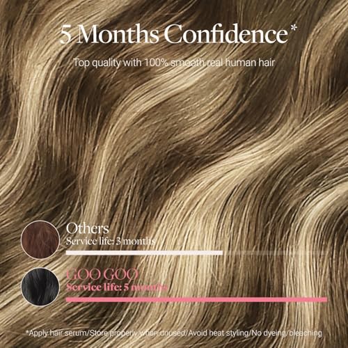 GOO GOO Genius Tape in Hair Extensions, Hand Tied Tape Weft, 4/27/4 Balayage Chocolate Brown to Caramel Blonde, 14inch 50g 20pcs, Remy Human Hair, Seamless Invisible Tape, Natural Blend, Lightweight