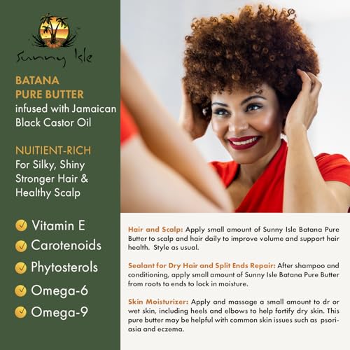 Sunny Isle Batana Pure Butter Infused with Jamaican Black Castor Oil 4 oz, Double Growth Formula